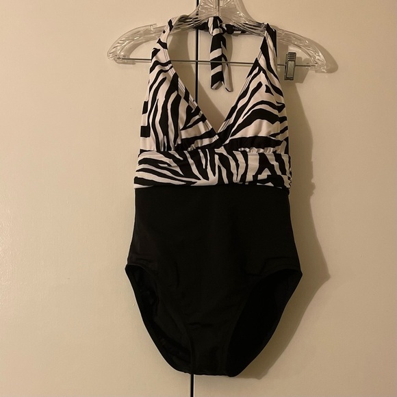 INC International Concepts Zebra Print Swimsuit - Picture 1 of 8